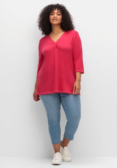 Sheego 3/4-Arm-Shirt In Leichter A-Linie, Mit TENCEL™ Lyocell - Magenta Sheego