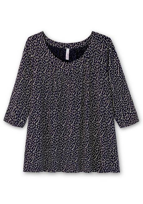 Sheego 3/4-Arm-Shirt In Petite Passform, In Weiter A-Linie - Nachtblau Gemustert Sheego