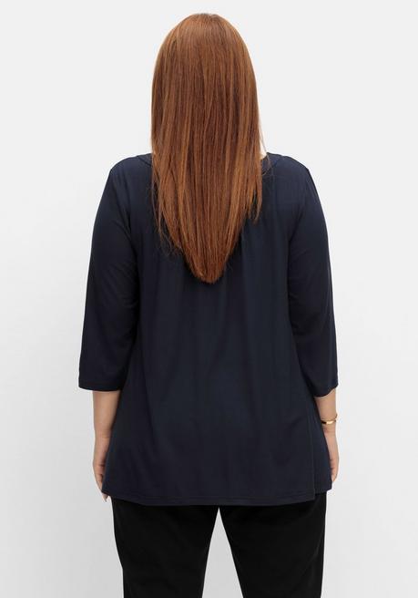 Sheego 3/4-Arm-Shirt In Petite Passform, In Weiter A-Linie - Nachtblau Sheego