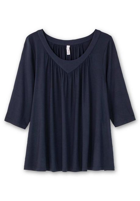 Sheego 3/4-Arm-Shirt In Petite Passform, In Weiter A-Linie - Nachtblau Sheego