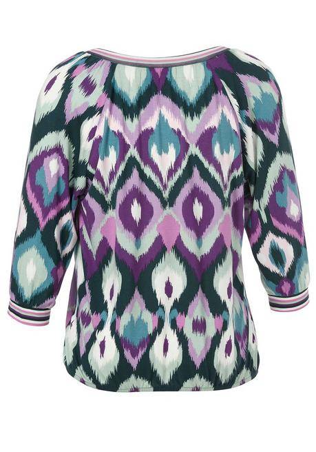 VIA APPIA DUE 3/4-Arm-Shirt Mit Alloverdruck Und Ringelbündchen - Tiefgrün Gemustert Sheego