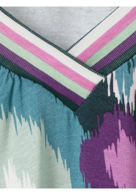 VIA APPIA DUE 3/4-Arm-Shirt Mit Alloverdruck Und Ringelbündchen - Tiefgrün Gemustert Sheego