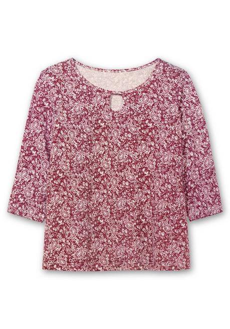 Sheego 3/4-Arm-Shirt Mit Cut-out Am Ausschnitt - Bordeaux Gemustert Sheego