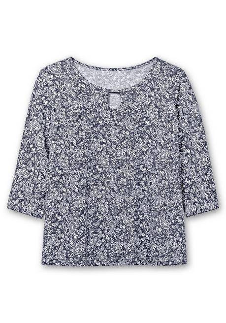 Sheego 3/4-Arm-Shirt Mit Cut-out Am Ausschnitt - Marine Gemustert Sheego
