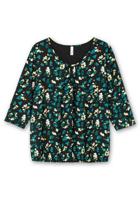 Sheego 3/4-Arm-Shirt Mit Floralem Alloverdruck - Schwarz Gemustert Sheego