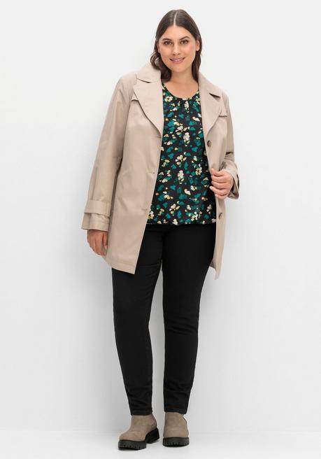 Sheego 3/4-Arm-Shirt Mit Floralem Alloverdruck - Schwarz Gemustert Sheego