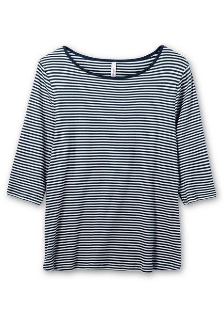 Sheego 3/4-Arm-Shirt Mit Garngefärbten Ringeln - Marine Sheego