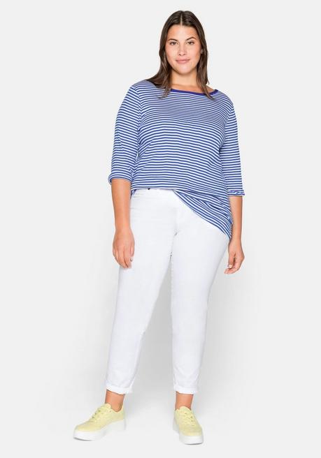 Sheego 3/4-Arm-Shirt Mit Garngefärbten Ringeln - Royalblau Sheego