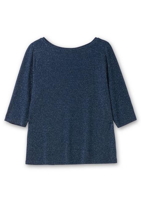 Sheego 3/4-Arm-Shirt Mit Glitzergarn Und U-Boot-Ausschnitt - Saphir Sheego
