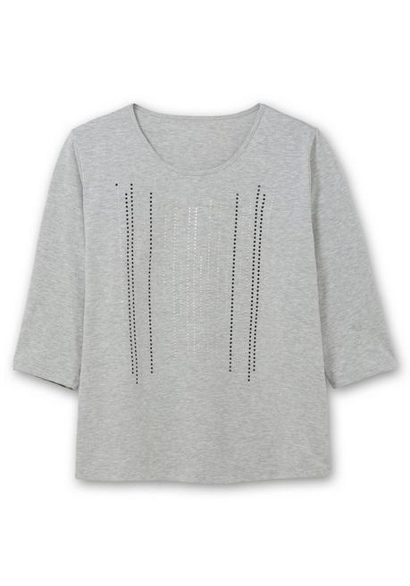 Sheego 3/4-Arm-Shirt Mit Glitzerstein-Applikation - Grau Sheego