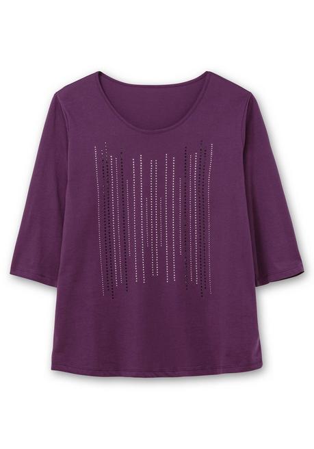 Sheego 3/4-Arm-Shirt Mit Glitzerstein-Applikation - Traube Sheego