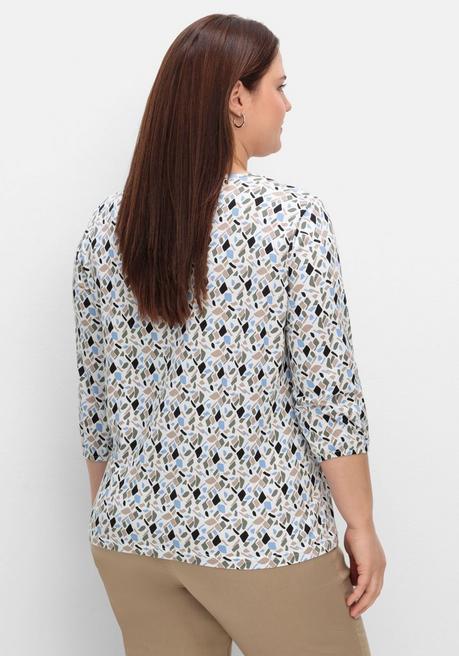 Sheego 3/4-Arm-Shirt Mit Grafikprint - Ecru Gemustert Sheego