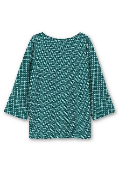 Sheego 3/4-Arm-Shirt Mit Grafischem Minimaldruck - Tiefgrün Gemustert Sheego