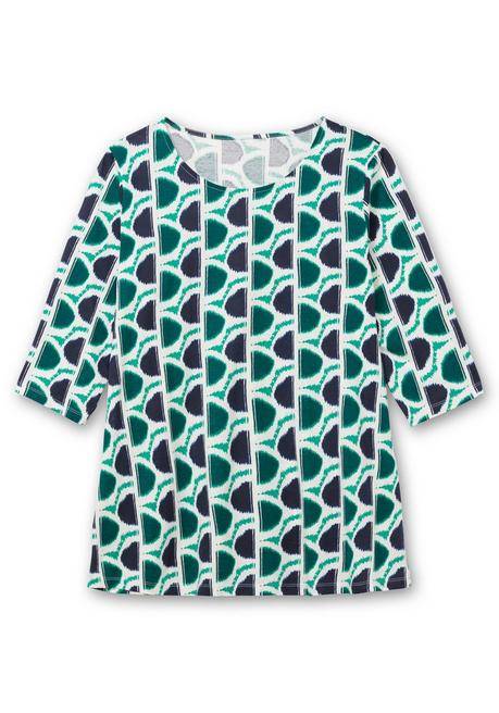 Sheego 3/4-Arm-Shirt Mit Grafischem Retromuster - Marine Gemustert Sheego