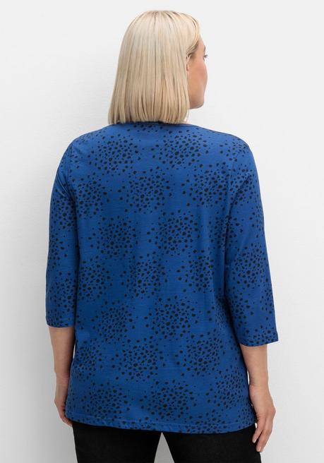 Sheego 3/4-Arm-Shirt Mit Konfetti-Print - Blau Gemustert Sheego