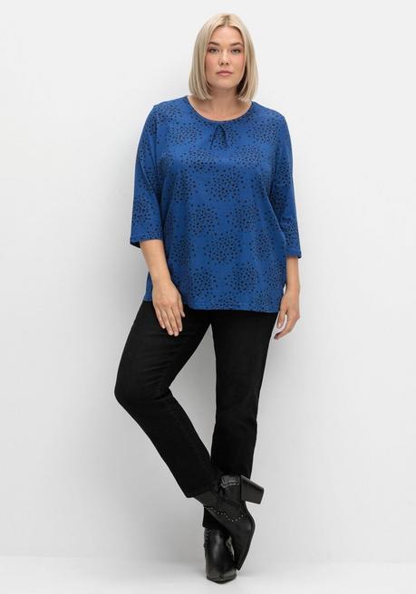 Sheego 3/4-Arm-Shirt Mit Konfetti-Print - Blau Gemustert Sheego