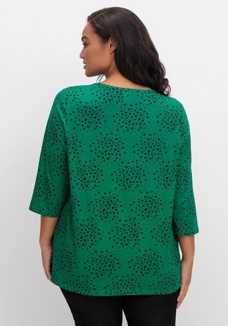 Sheego 3/4-Arm-Shirt Mit Konfetti-Print - Tiefgrün Gemustert Sheego