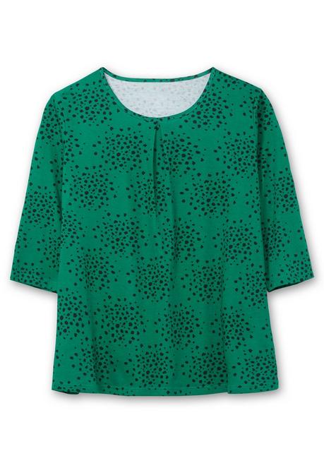 Sheego 3/4-Arm-Shirt Mit Konfetti-Print - Tiefgrün Gemustert Sheego