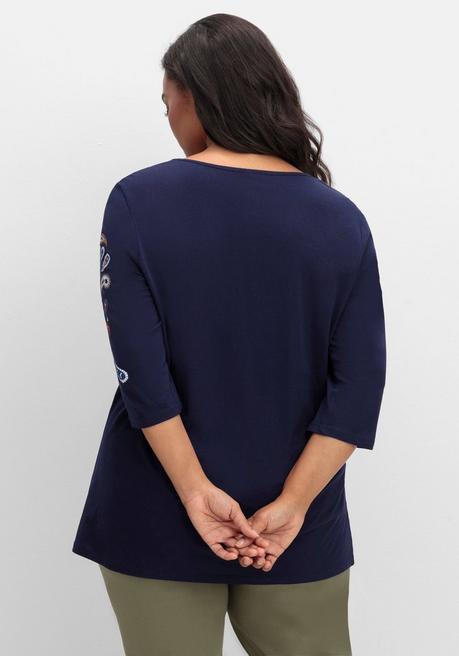 Sheego 3/4-Arm-Shirt Mit Platziertem Paisley-Print - Marine Bedruckt Sheego