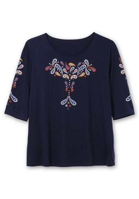 Sheego 3/4-Arm-Shirt Mit Platziertem Paisley-Print - Marine Bedruckt Sheego