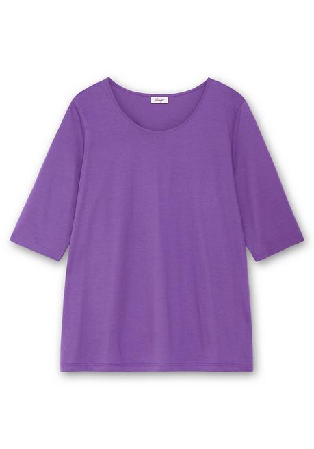 Sheego 3/4-Arm-Shirt Mit Rundhalsausschnitt, Gerade Schnittform - Lila Sheego