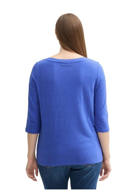 TOM TAILOR Plus 3/4-Arm-Shirt Mit U-Boot-Ausschnitt - Jeansblau Sheego