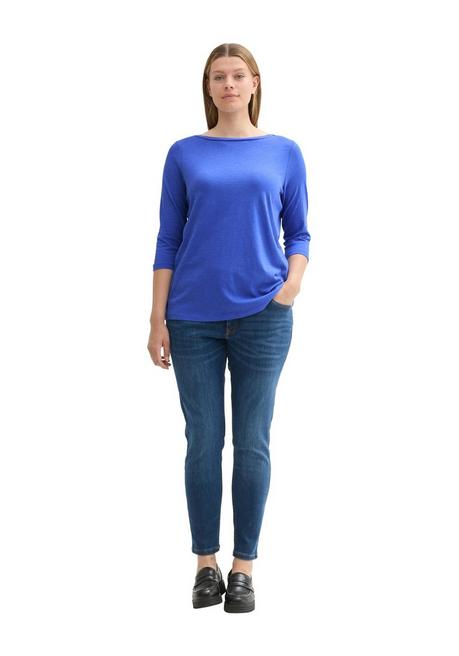 TOM TAILOR Plus 3/4-Arm-Shirt Mit U-Boot-Ausschnitt - Jeansblau Sheego