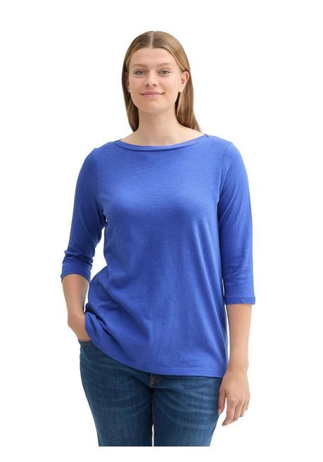 TOM TAILOR Plus 3/4-Arm-Shirt Mit U-Boot-Ausschnitt - Jeansblau Sheego
