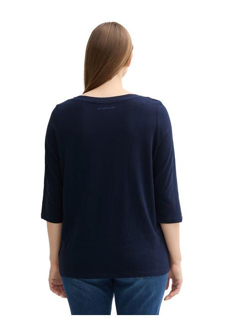 TOM TAILOR Plus 3/4-Arm-Shirt Mit U-Boot-Ausschnitt - Marine Sheego