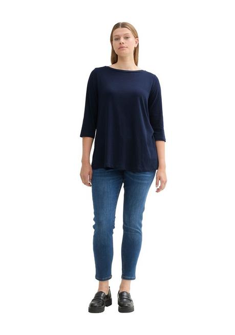 TOM TAILOR Plus 3/4-Arm-Shirt Mit U-Boot-Ausschnitt - Marine Sheego