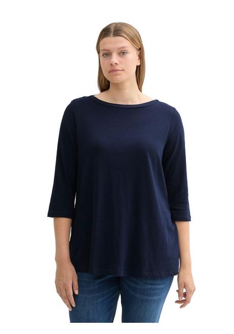 TOM TAILOR Plus 3/4-Arm-Shirt Mit U-Boot-Ausschnitt - Marine Sheego