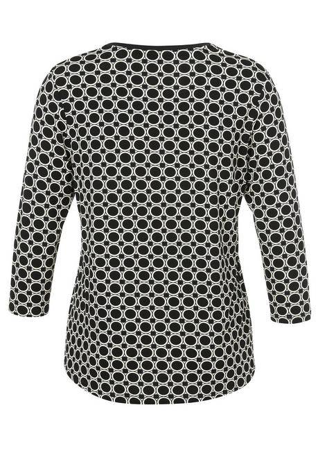 VIA APPIA DUE 3/4-Arm-Shirt Mit V-Ausschnitt Und Allovermuster - Schwarz Gemustert Sheego