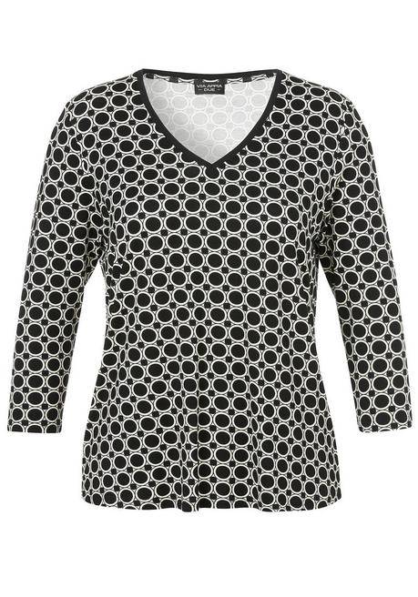 VIA APPIA DUE 3/4-Arm-Shirt mit V-Ausschnitt und Allovermuster - schwarz gemustert sheego