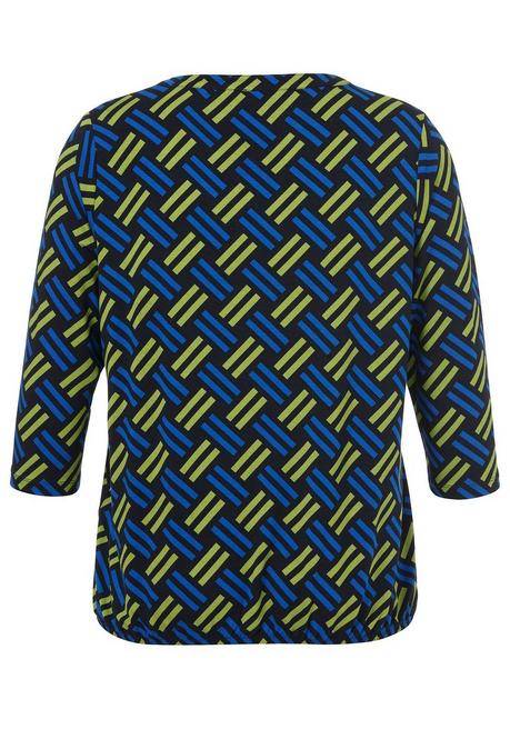 VIA APPIA DUE 3/4-Arm-Shirt Mit V-Ausschnitt Und Grafikmuster - Blau Gemustert Sheego