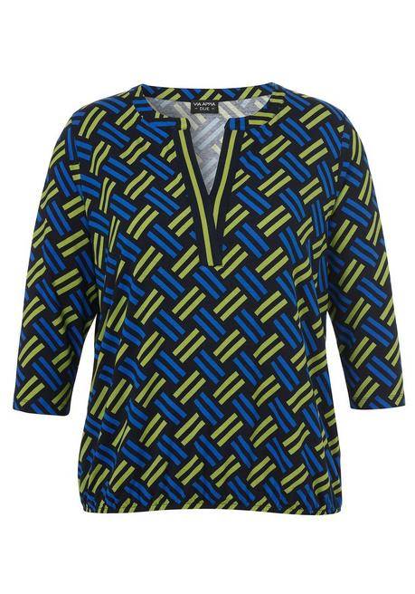 VIA APPIA DUE 3/4-Arm-Shirt mit V-Ausschnitt und Grafikmuster - blau gemustert sheego