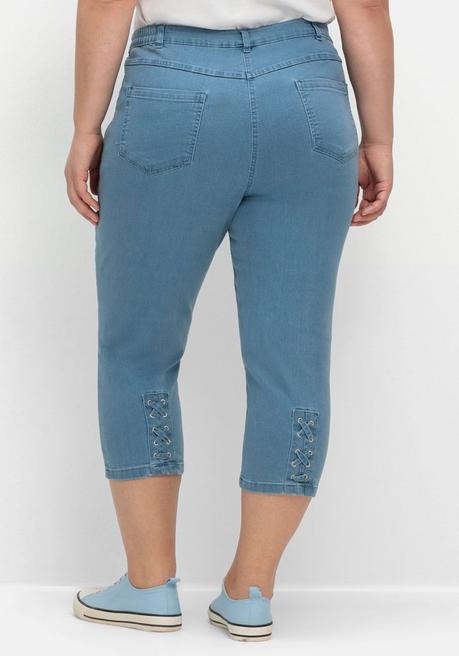 Sheego 3/4-Jeans Mit Zierschnürung Hinten Am Saum - Blue Denim Sheego