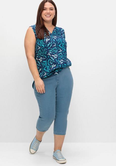 Sheego 3/4-Jeans Mit Zierschnürung Hinten Am Saum - Blue Denim Sheego