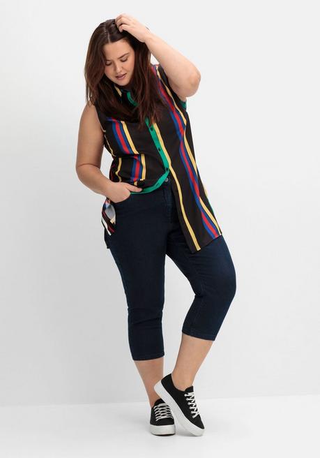 Sheego 3/4-Jeans Mit Zierschnürung Hinten Am Saum - Dark Blue Denim Sheego