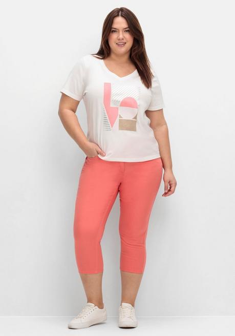 sheego 3/4-Jeans mit Zierschnürung hinten am Saum - koralle sheego