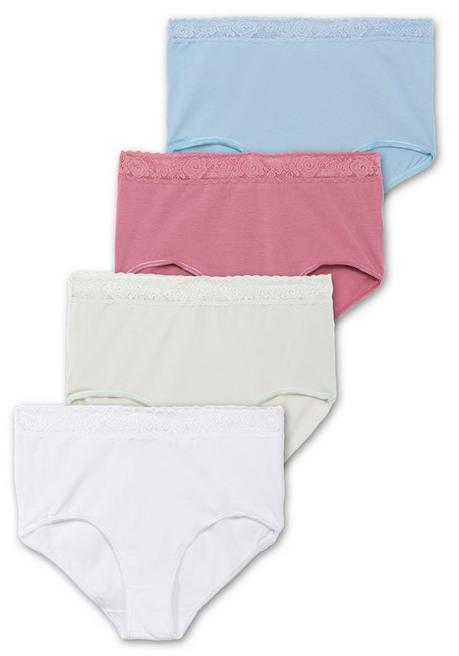 Wäschepur 4er-Pack Taillenslips, Mit Spitzenbund - Mehrfarbig Sheego