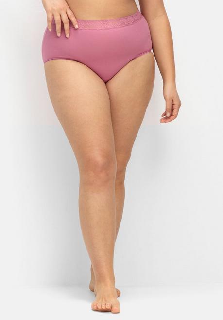 Wäschepur 4er-Pack Taillenslips, Mit Spitzenbund - Mehrfarbig Sheego