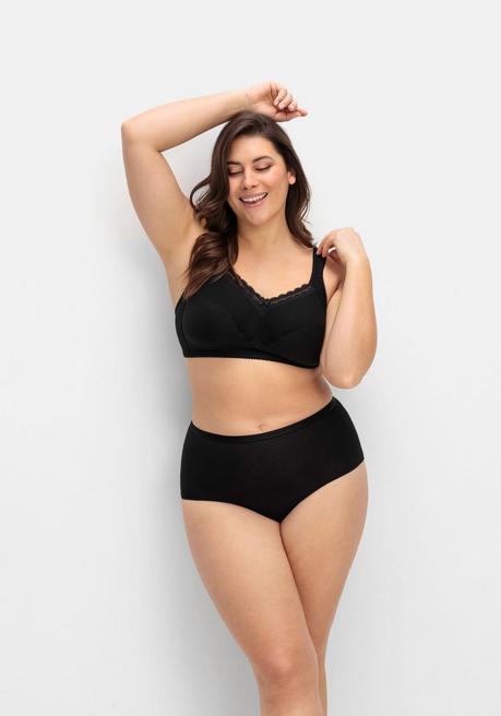 Wäschepur 5er-Pack Taillenslips, Aus Baumwollstretch - Schwarz Sheego