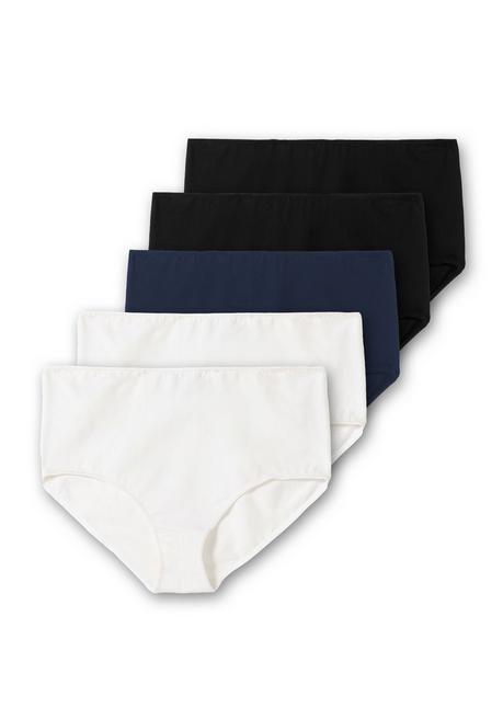 Sheego 5er-Pack Taillenslips Mit Hohem Beinausschnitt - Schwarz+weiß+marine Sheego