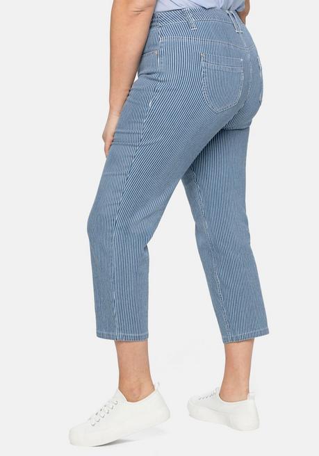 Sheego 7/8-Jeans Mit Allover-Streifen, In 5-Pocket-Form - Blue Denim Sheego
