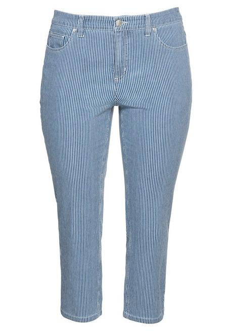 Sheego 7/8-Jeans Mit Allover-Streifen, In 5-Pocket-Form - Blue Denim Sheego