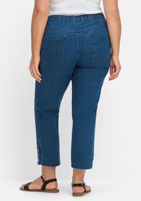 Sheego 7/8-Jeans Mit Schlupfbund Und Knöpfen Am Saum - Dark Blue Denim Sheego