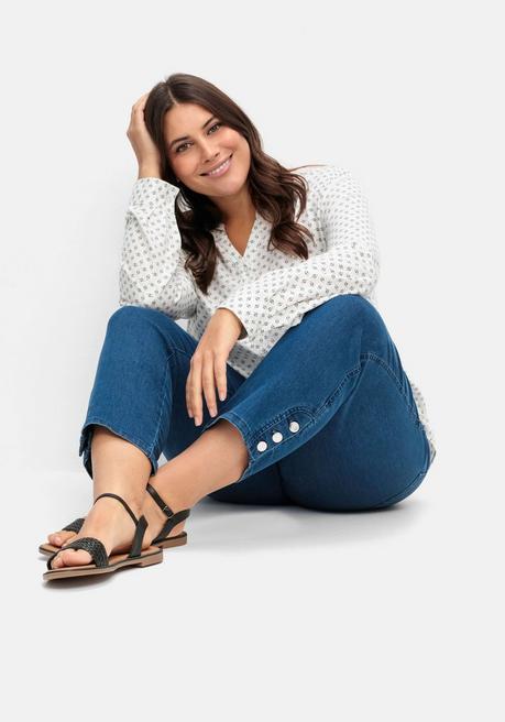 Sheego 7/8-Jeans Mit Schlupfbund Und Knöpfen Am Saum - Dark Blue Denim Sheego