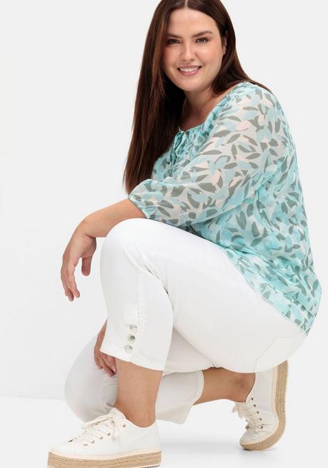 Sheego 7/8-Jeans Mit Schlupfbund Und Knöpfen Am Saum - White Denim Sheego