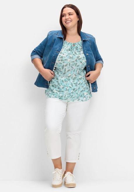 sheego 7/8-Jeans mit Schlupfbund und Knöpfen am Saum - white Denim sheego