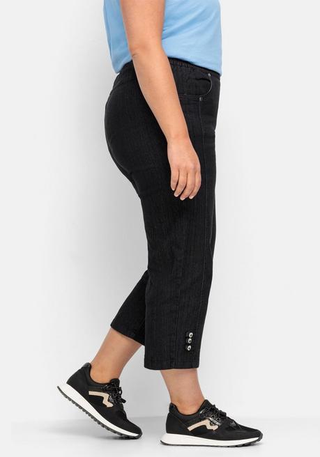 Sheego 7/8-Jeans Mit Zierknöpfen Am Saum - Black Denim Sheego